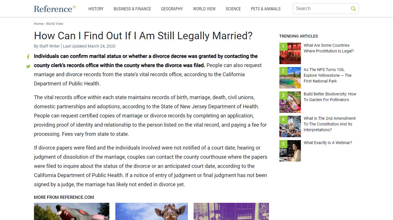 How Can I Find Out If I Am Still Legally Married? - Reference.com