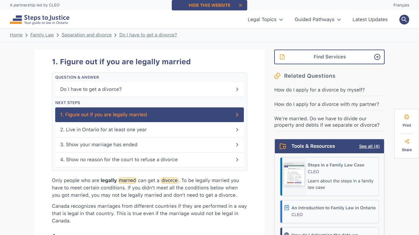 1. Figure out if you are legally married - Steps to Justice